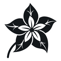 black and white flower vector silhouette icon on white background
