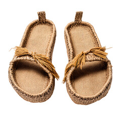 Bohemian Espadrille Sandals with Hand Woven Texture Isolated on Transparent Background