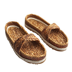 Boho Chic Espadrille Sandals with Hand Woven Jute T Isolated on Transparent Background