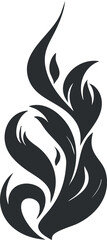 Abstract black flame silhouette design symbolizing fire energy and heat in a dynamic modern style