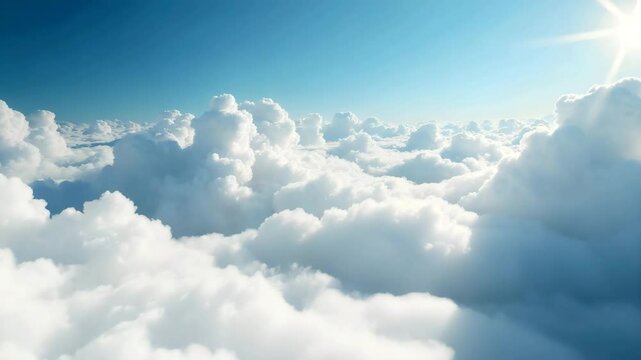 Above the running clouds, a bright sunny day, for travel brochures