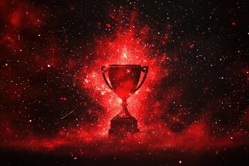 Fiery trophy on dark background