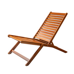Classic Foldable Wooden Beach Chair with a Sleek Re Isolated on Transparent Background