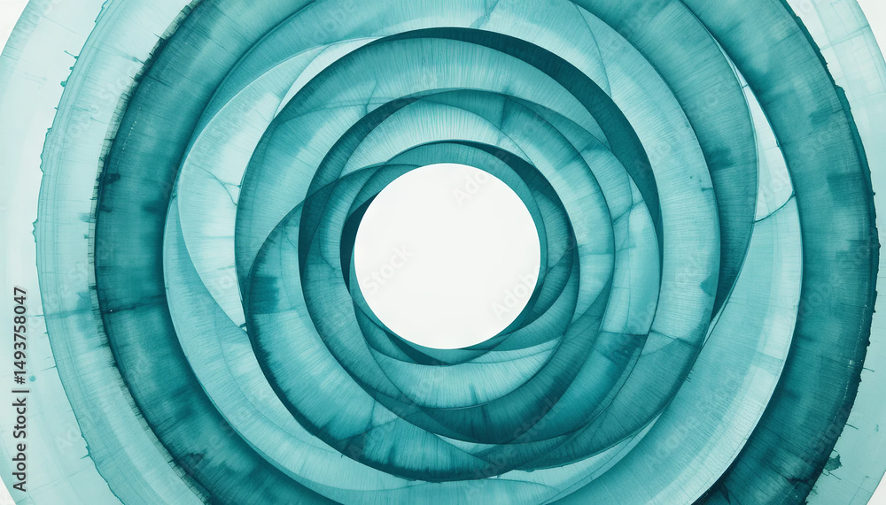 Poster a circular design composed of overlapping turquoise layers creates a calming visual effect. the artw