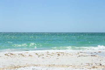 Gorgeous white quartz sand beach on Siesta Key in Sarasota, Florida