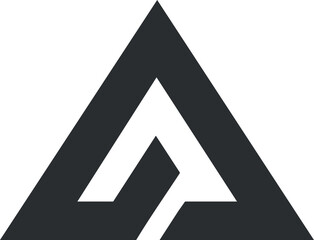 Abstract black and white geometric triangle shape with arrow design symbol on white background