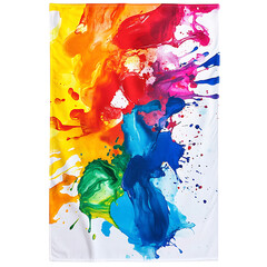 Artistic Beach Towel with Oversized Abstract Splash Isolated on Transparent Background