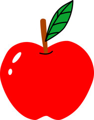 simple vector of a red apple with its green leaf