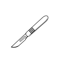 Obraz premium Surgical scalpel in thin line design as contour icon 