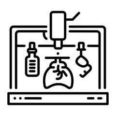 A line style icon of bioprinting lab