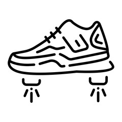 An outline style icon of futuristic flying shoe