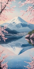 Fuji  Cherry Blossoms Reflection.
