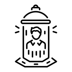 A linear icon depicting teleportation technology 