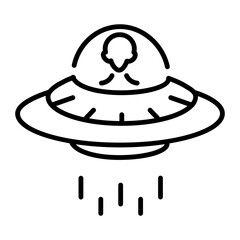 A linear style icon of an alien ufo