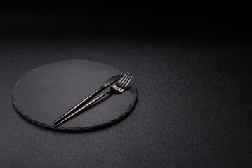 Empty plate with utensils as a conceptual background for lunch, breakfast, meal