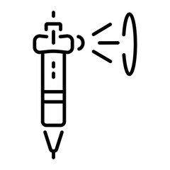 A line style icon of handheld pen projector gadget