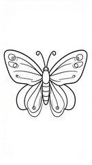 Simple black and white line art illustration of a butterfly, ideal for coloring pages and design