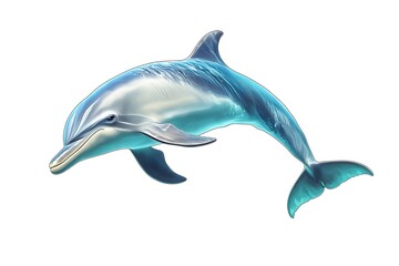 Obraz premium Illustration of a dolphin swimming gracefully on a white background in a dynamic pose