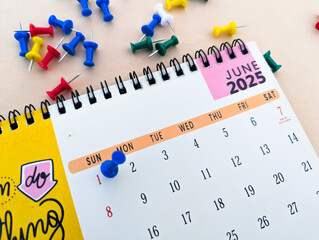 June 1st date marked on calendar 2025