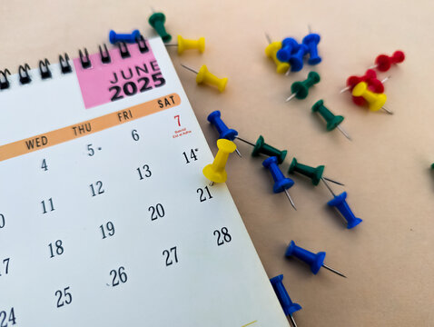 21st June marked with push pin on calendar World Yoga Day 2025