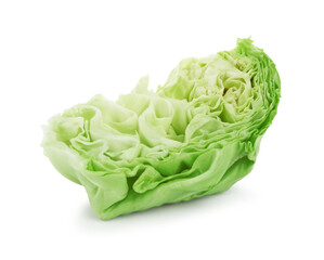 Cut fresh green cabbage isolated on white