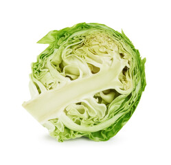 Half of fresh green cabbage isolated on white
