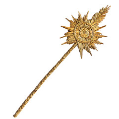 A Woven Straw Arrow with Ukrainian Sun Symbols Isolated on Transparent Background