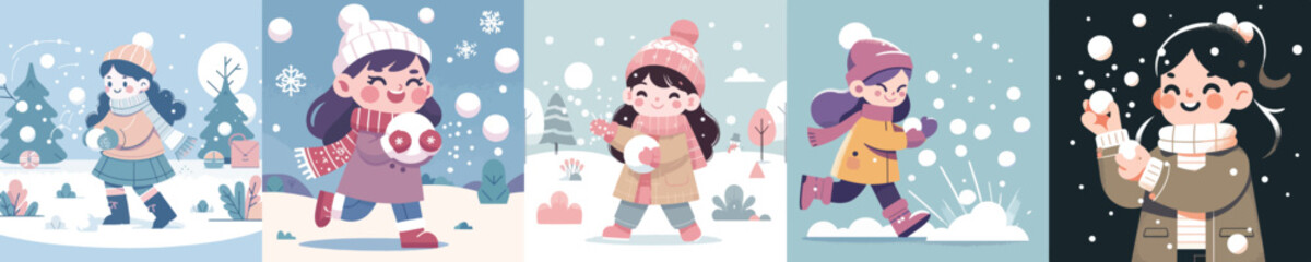 vector design of little boy playing snow
