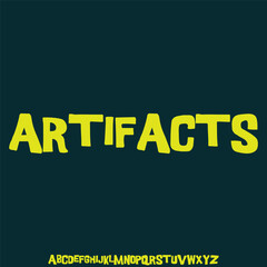 Decorative artifacts alphabet display font vector with grunge textured