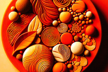 Abstract orange clay sculpture art texture