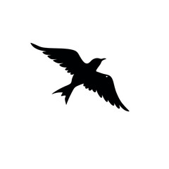 black silhouette of a bird on white background