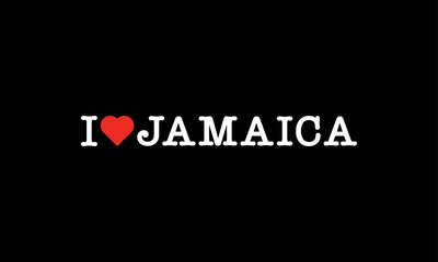 I Love Jamaica Vector – White Lettering with Red Heart Lettering Typography Design