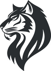 Fototapeta premium Black and white stylized vector illustration of a cat profile with detailed fur and facial features