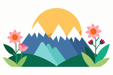 mountain landscape with flowers