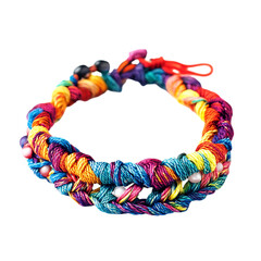 Vibrant Woven Anklet with Chunky Interlaced Threads Isolated on Transparent Background