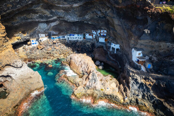 Blick in die Poris de Candelaria auf La Palma aus der Luft gesehen