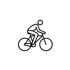 Fototapeta premium Cycling icon in black outline on a clean white background for fitness and outdoor activities concept