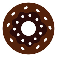 donut with chocolate isolated silhouette icon vector on white background