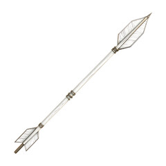 Sleek Arrow with Modern Accents in Pearlescent White Isolated on Transparent Background