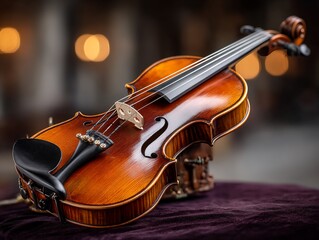 Fototapeta premium Violins elegant posture on plush cloth