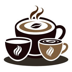 cup of coffee with beans  silhouette icon vector on white background