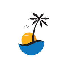 palm tree summer logo and vector template