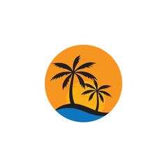 palm tree summer logo and vector template
