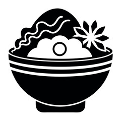 vector illustration of a bowl of fresh water  silhouette icon vector on white background