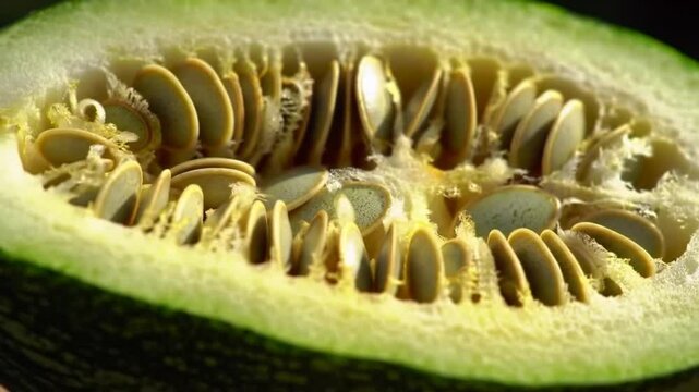Revealing The Hidden Beauty Inside A Sliced Winter Melon Close Up View