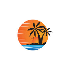 Obraz premium palm tree summer logo and vector template