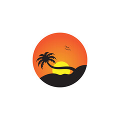 palm tree summer logo and vector template
