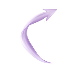 Minimal Arrow with Elegant Smooth Contours in Soft Purple Isolated on Transparent Background