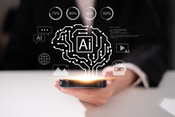 Artificial intelligence technology ai digital innovation image generation chatbot business dashboard data analysis