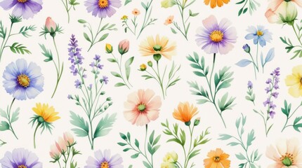 watercolor floral pattern showcasing a perfect seamless repeat technique